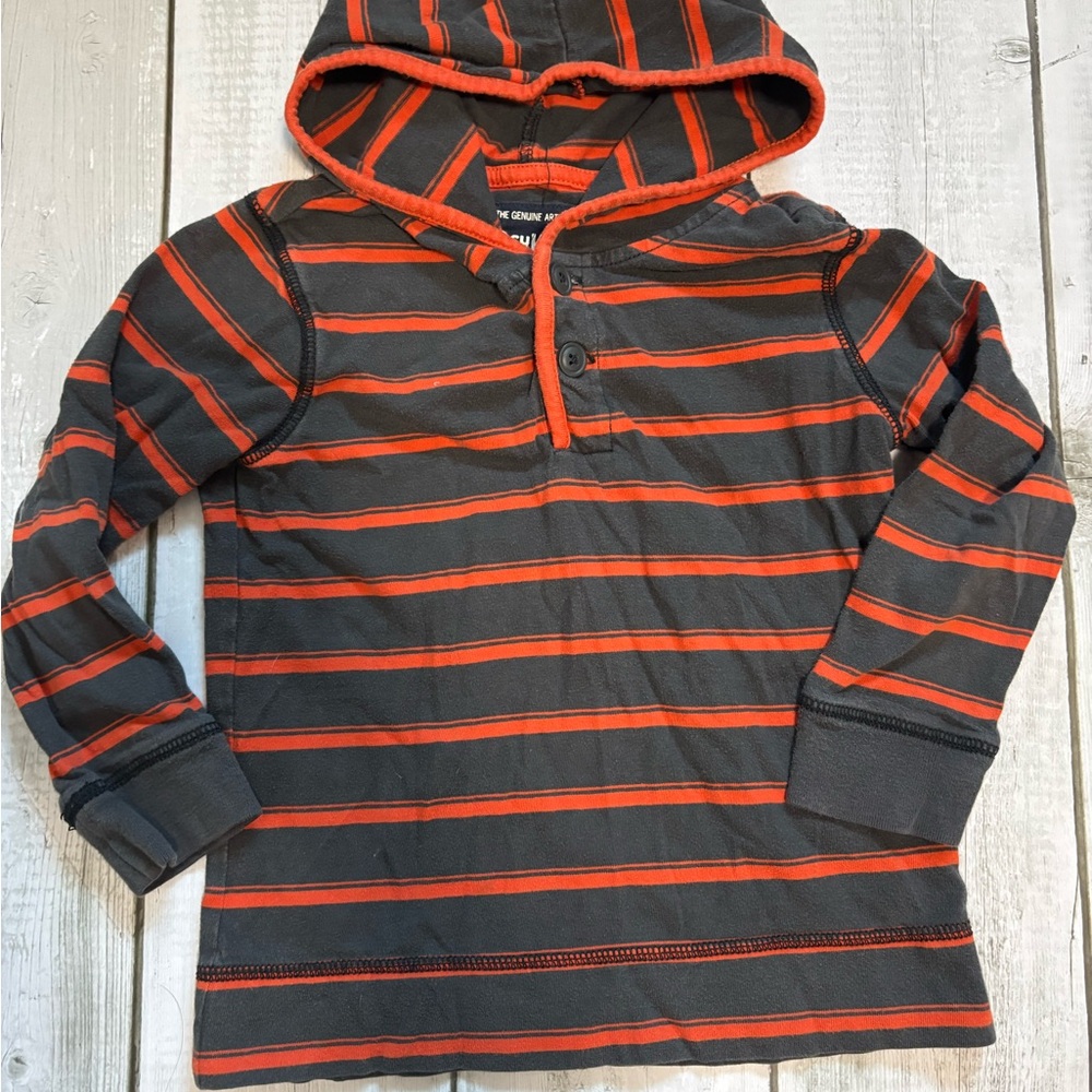 5/$25 OshKosh B'gosh Charcoal and Orange Striped Hoodie